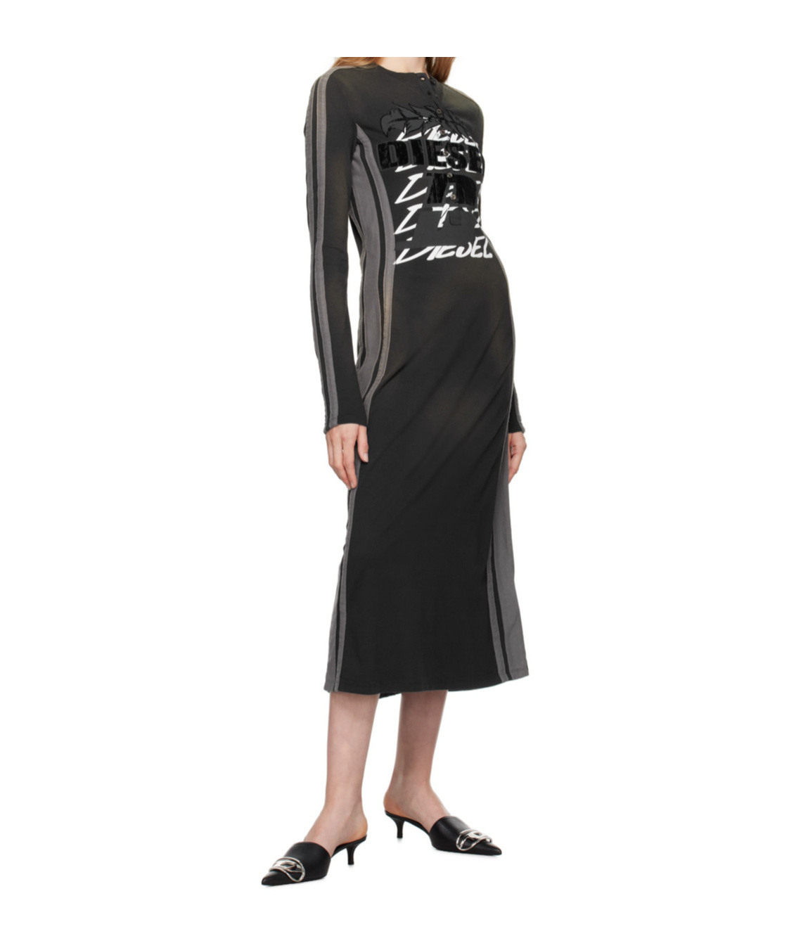 Diesel Striped Dress In Black