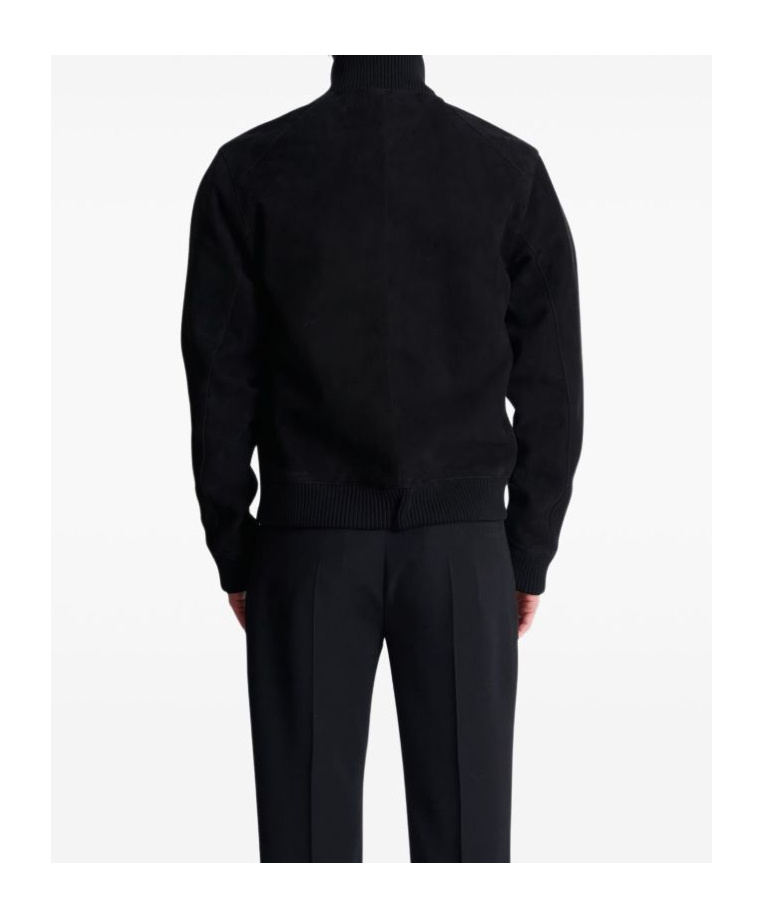 Balmain High Collar Blazer With Ribbed Cuffs And Hem In Black