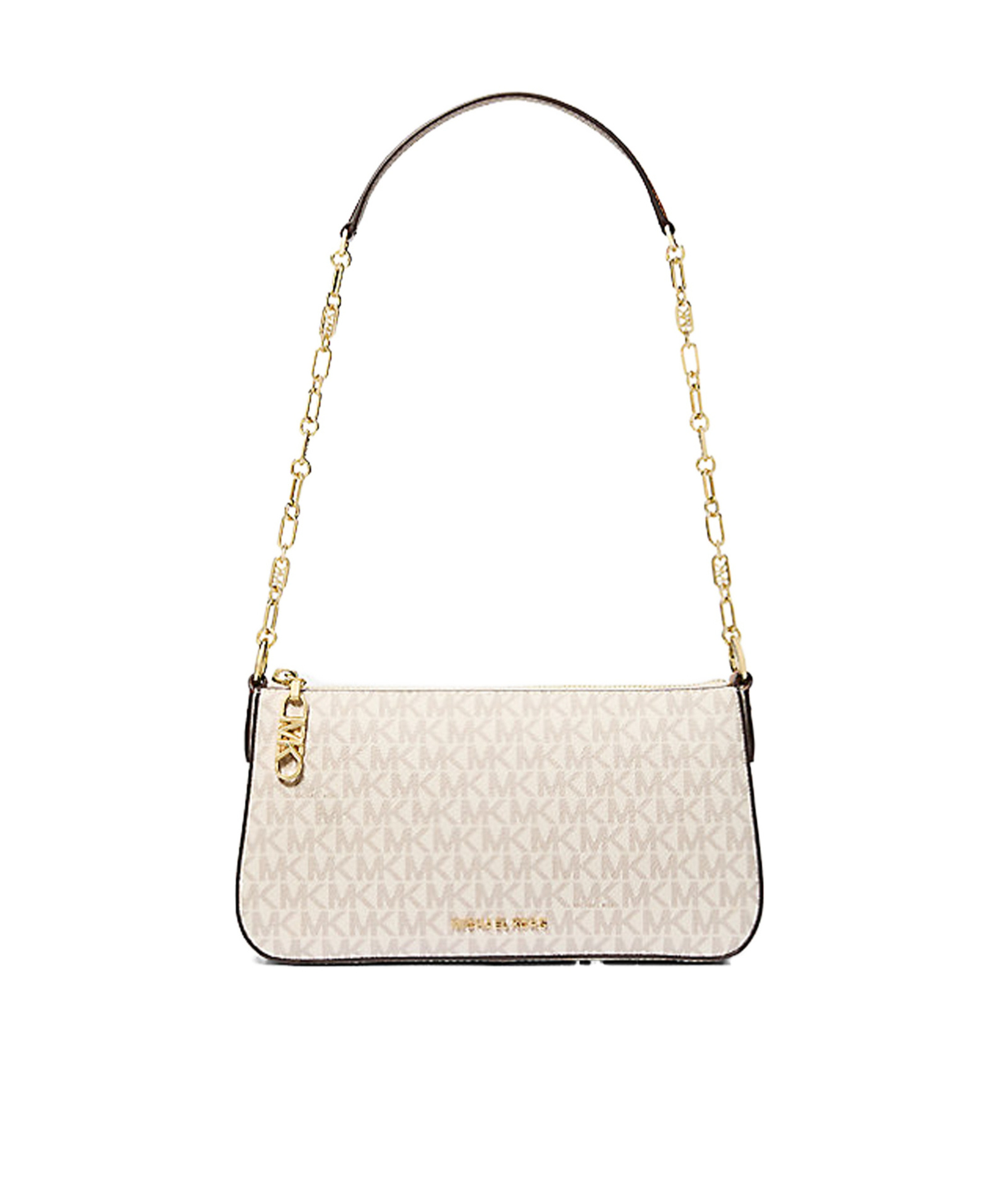 Michael Kors Michael Empire Medium Signature Logo Chain-link Pochette In Brown