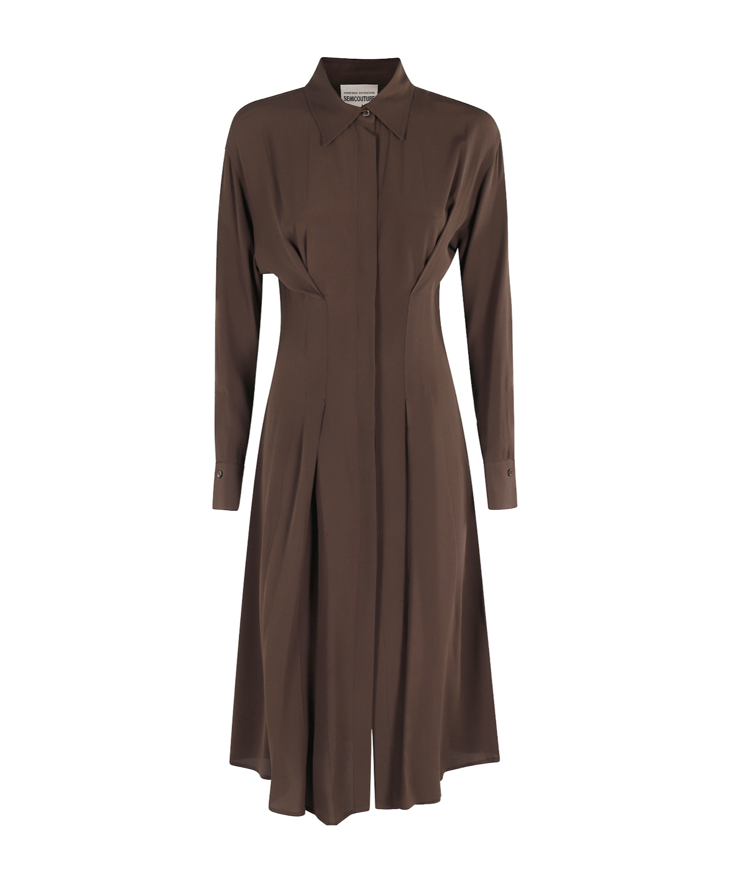 Semicouture Ruffled Button Dress In Brown