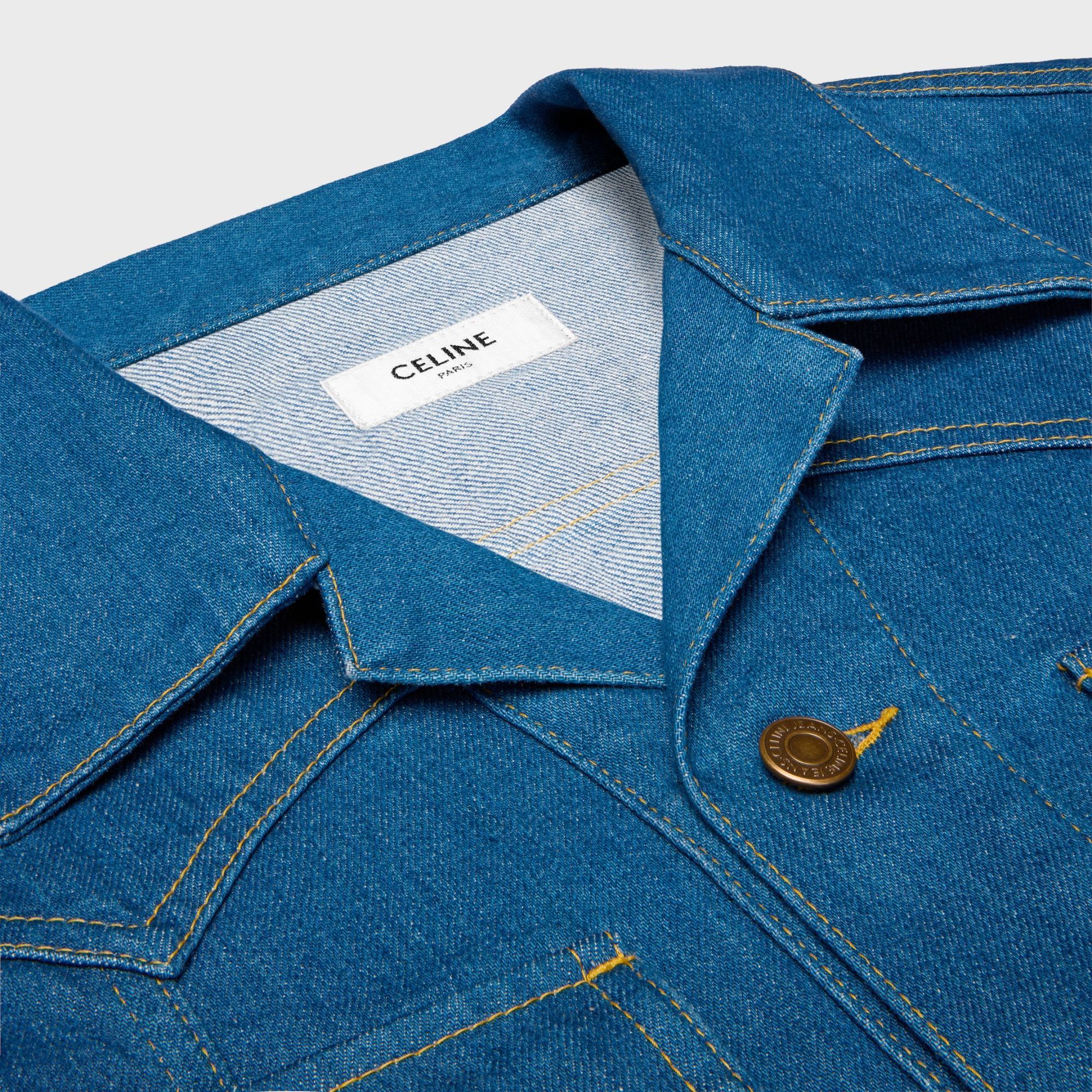 Celine Trucker Jacket In Cotton Denim In Blue