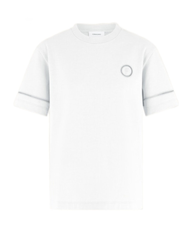 Ferragamo Ajour Sticker Short-sleeves T-shirt In White