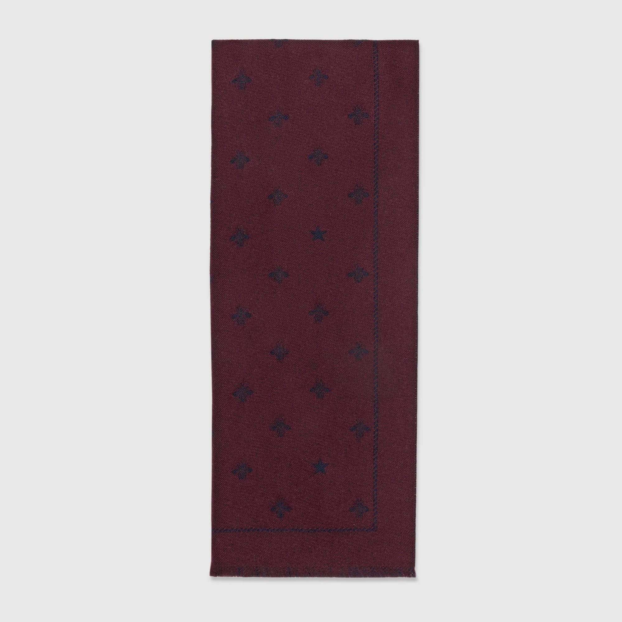 Gucci Bees And Stars Scarf In Maroon And Navy Blue