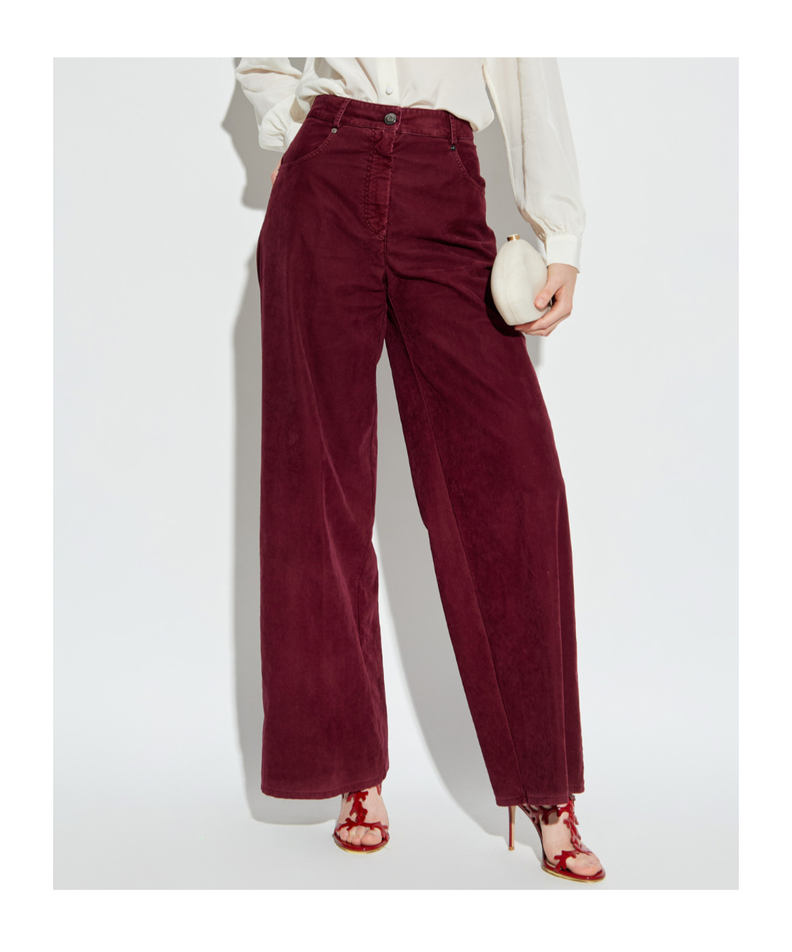 Forte Forte Casual Pants With Belt Loops In Burgundy