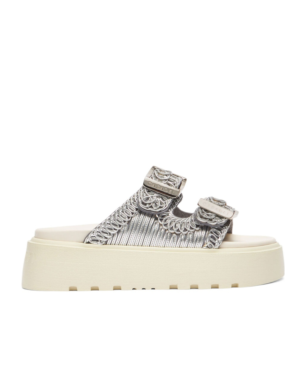 Shop Casadei Birky Ale Platform Slides In White