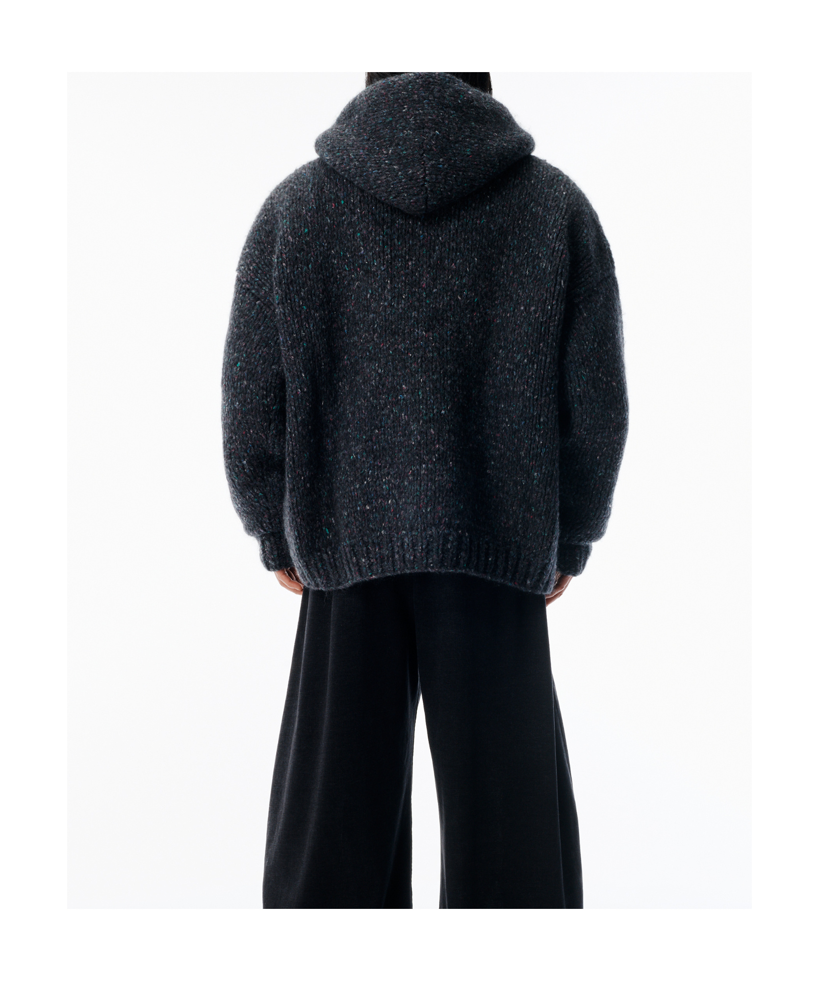 Alexander Wang Oversized Zip-up Hoodie With Aw Embroidery In Black