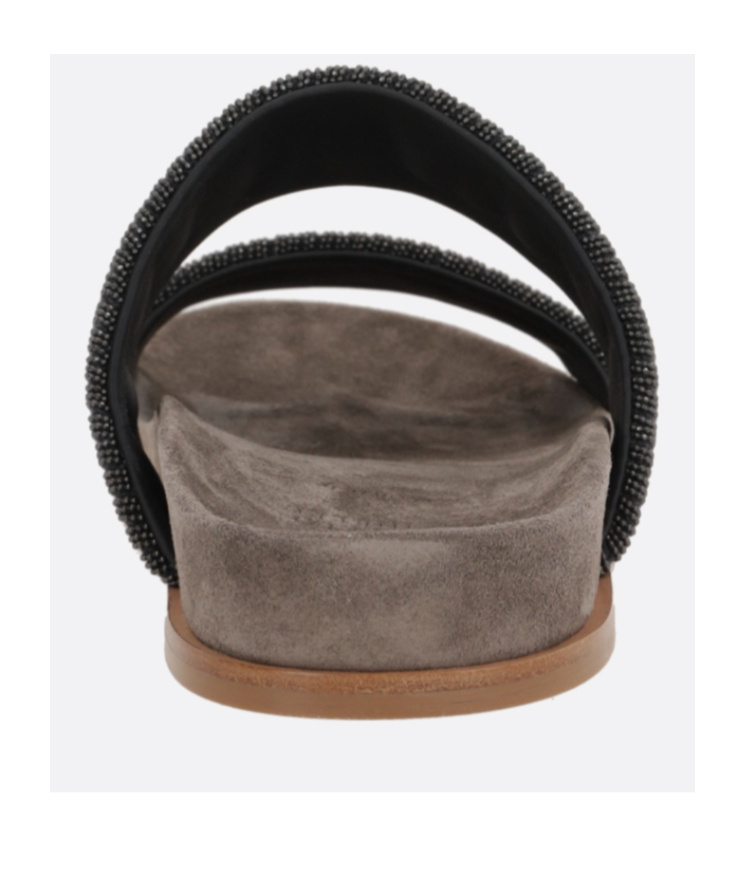 Brunello Cucinelli Round Head Flat Slippers In Black