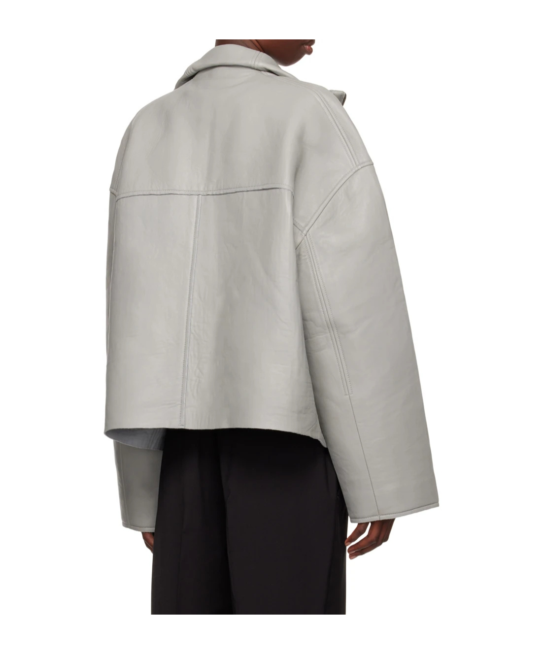 Remain Birger Christensen Stand-collar Zipper Leather Jacket In Gray