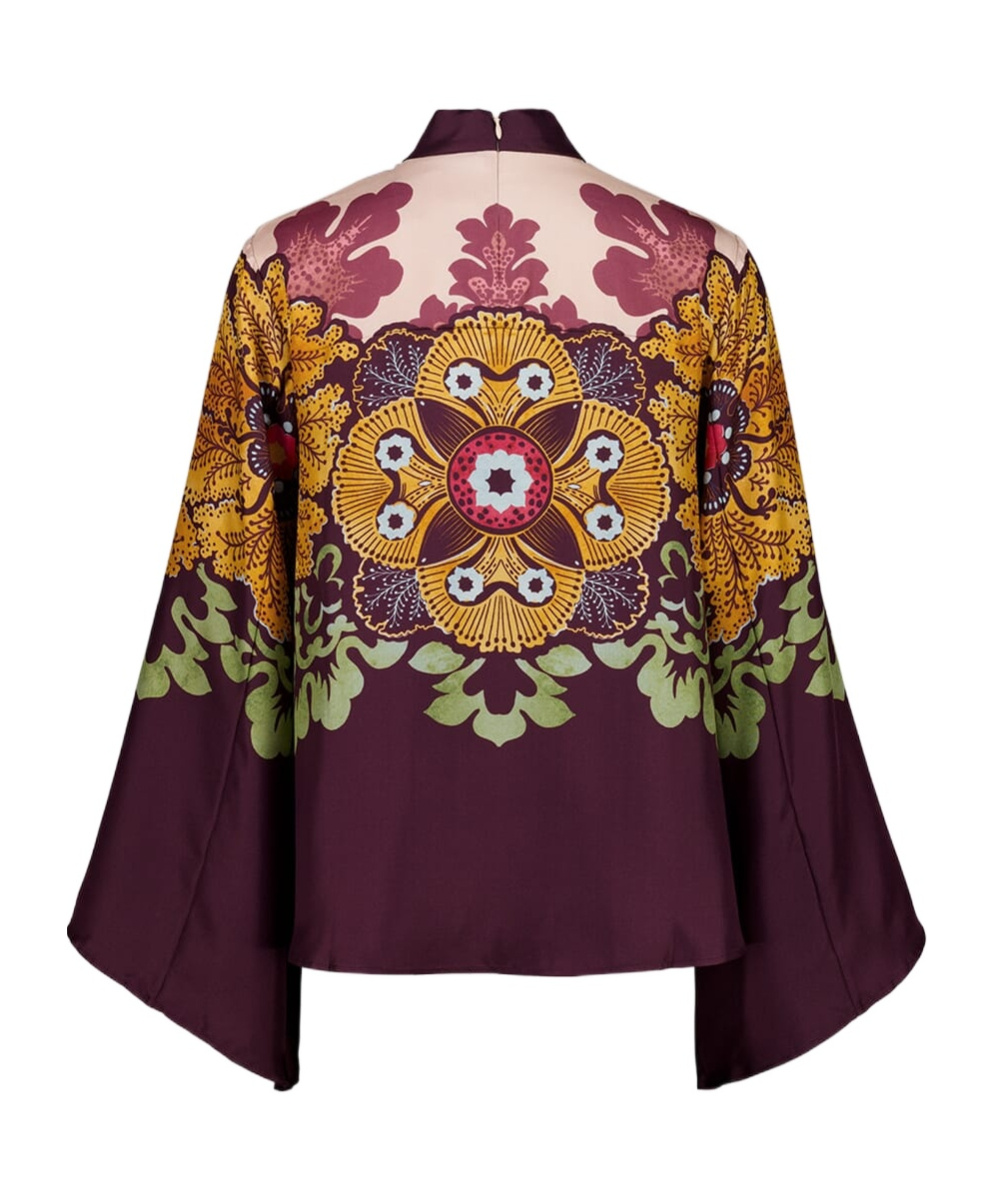 La Doublej La Double J Make An Exit Printed Silk Top In Multi