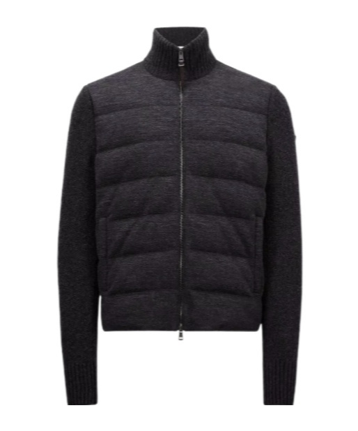 Moncler Long-sleeved Knitted Jacket In Gray