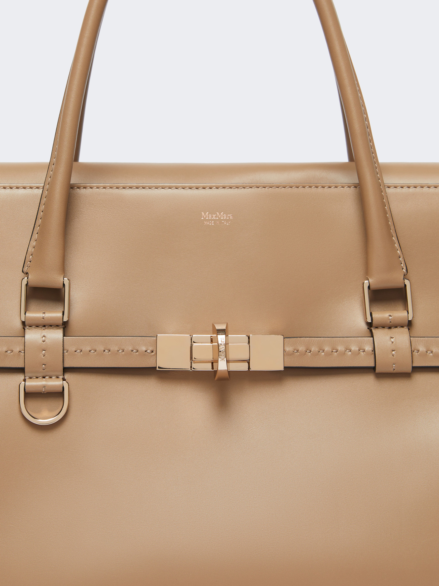 Max Mara Twist-lock Fastening Leather Tote Bag In Brown