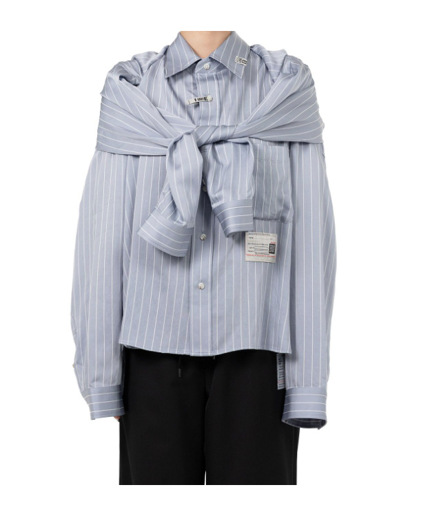 Miharayasuhiro Blue Sleeve Layered Stripe Shirt In Blue