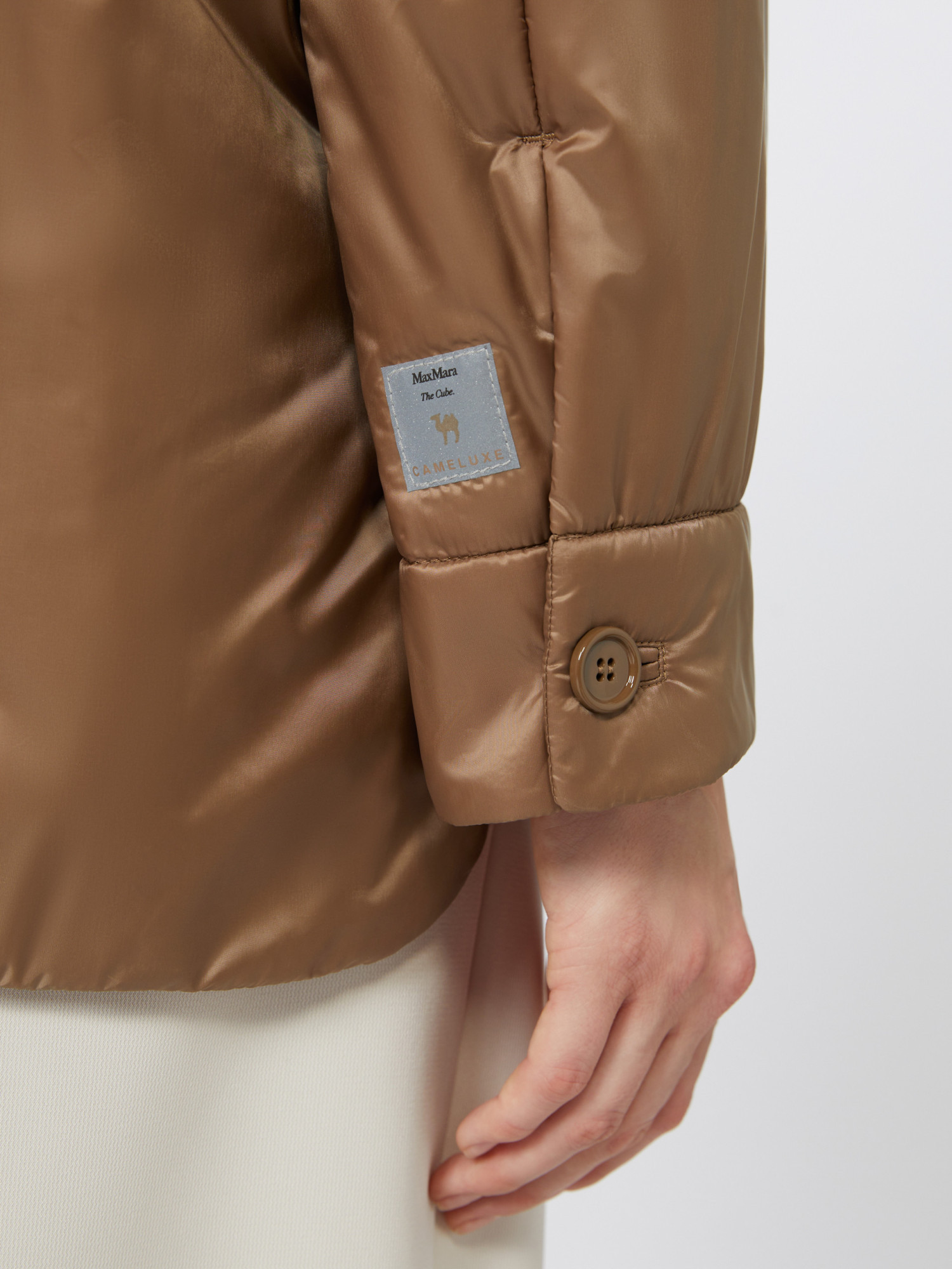 Max Mara Padded Shirt Jacket In Water-repellent Canvas In Brown