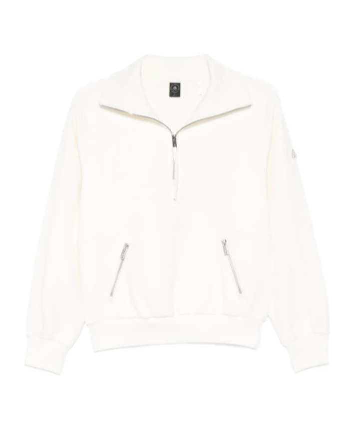 Moose Knuckles Mix Media Zip-front Sweatshirt In White