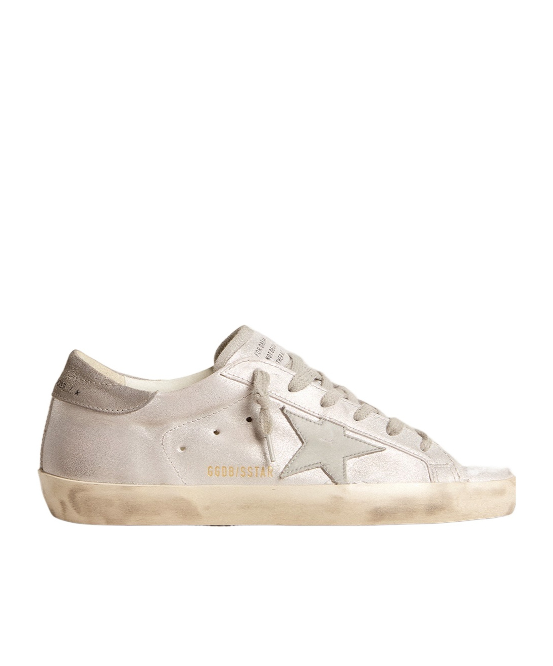 Golden Goose Super-star Sneakers In Gray-white Glitter-effect Leather With Leather Star In Brown
