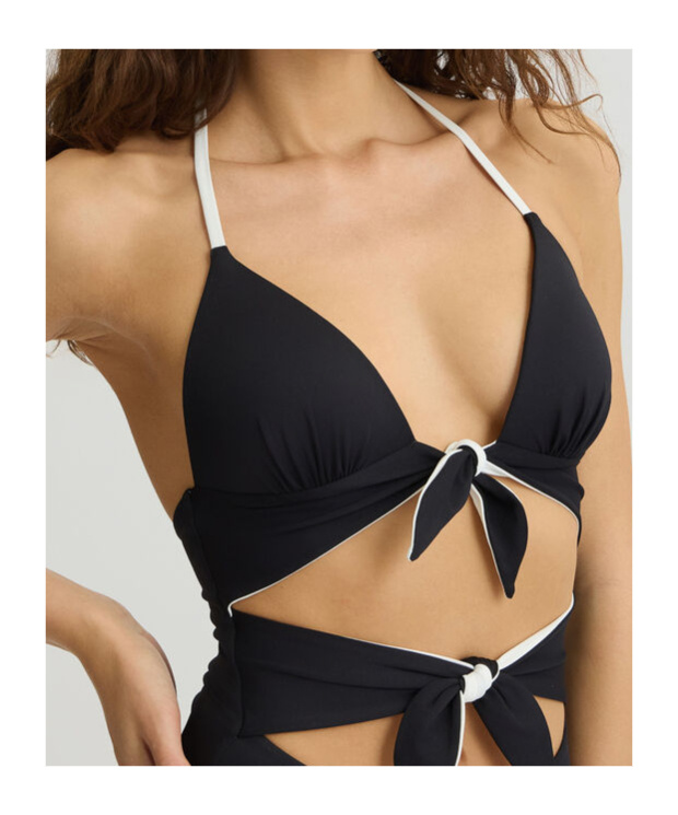 Liu •jo One-piece Swimsuit With Bows In Black
