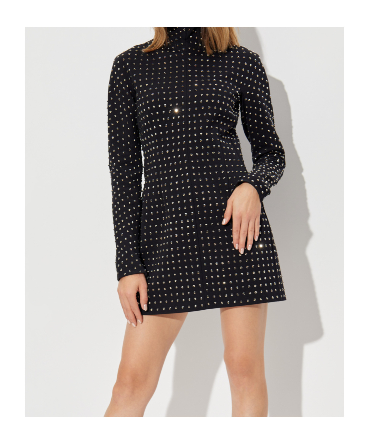 Sportmax Rhinestone-embellished Jersey Minidress In Black