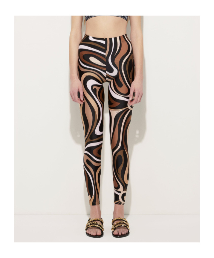 Pucci High-waisted Stretch Fit Ankle Length Leggings In Brown