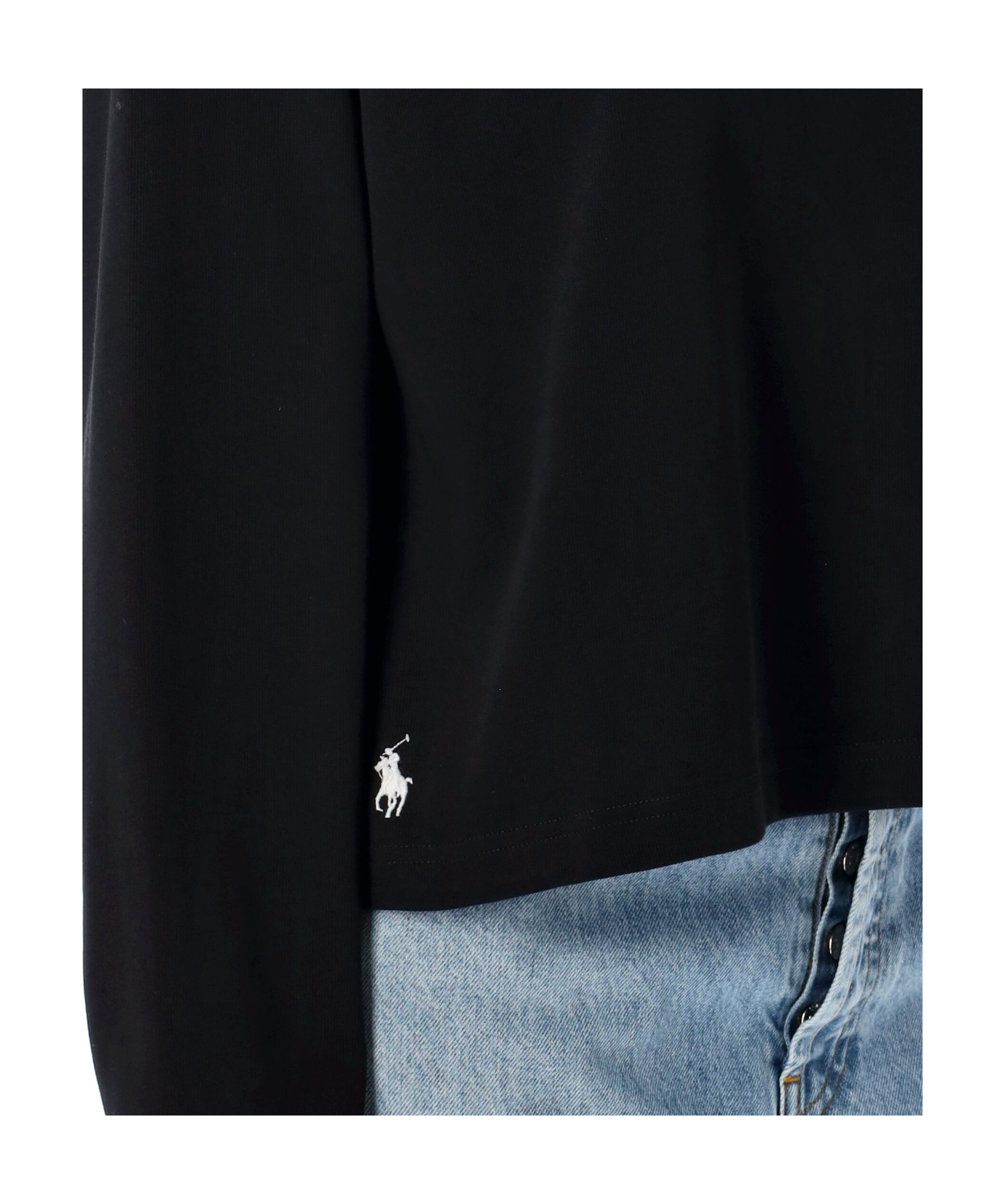 Polo Ralph Lauren Cropped Shrunken Fit Jersey Long-sleeve T-shirt In Black
