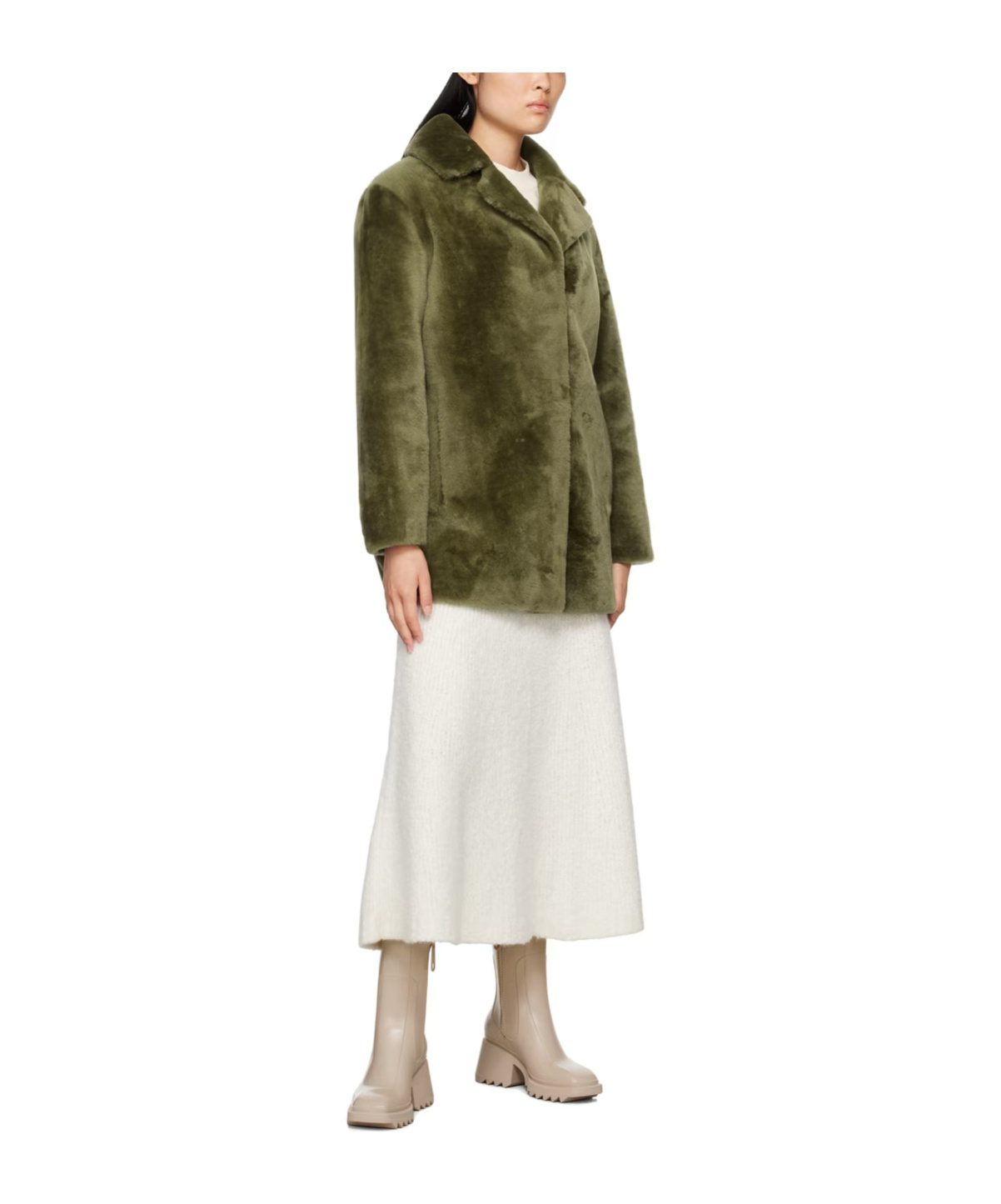 Shop Yves Salomon Corner Lapel Fur In Green