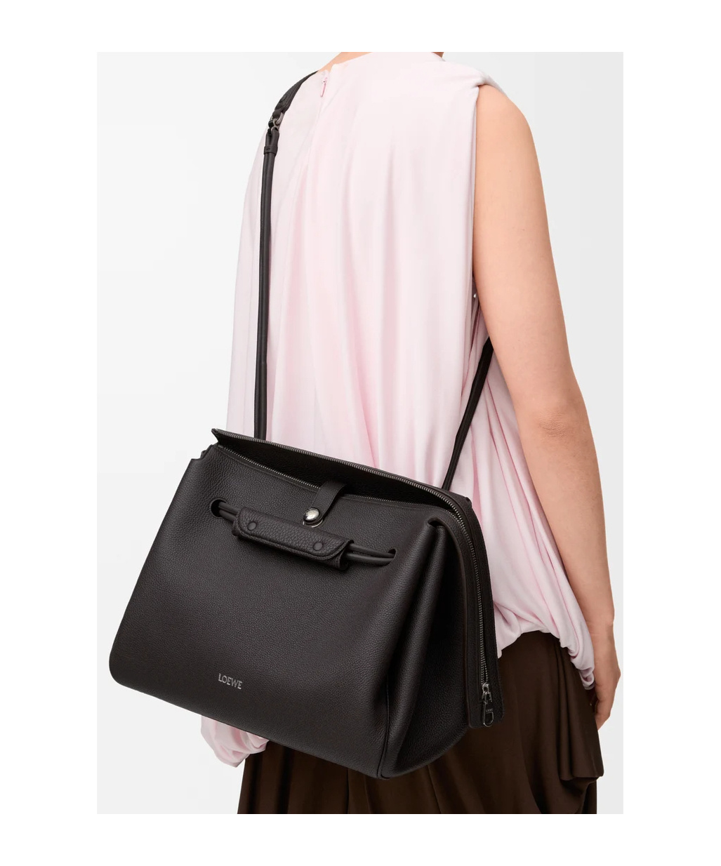 Loewe Large Madrid Bag In Supple Grained Calfskin In Black