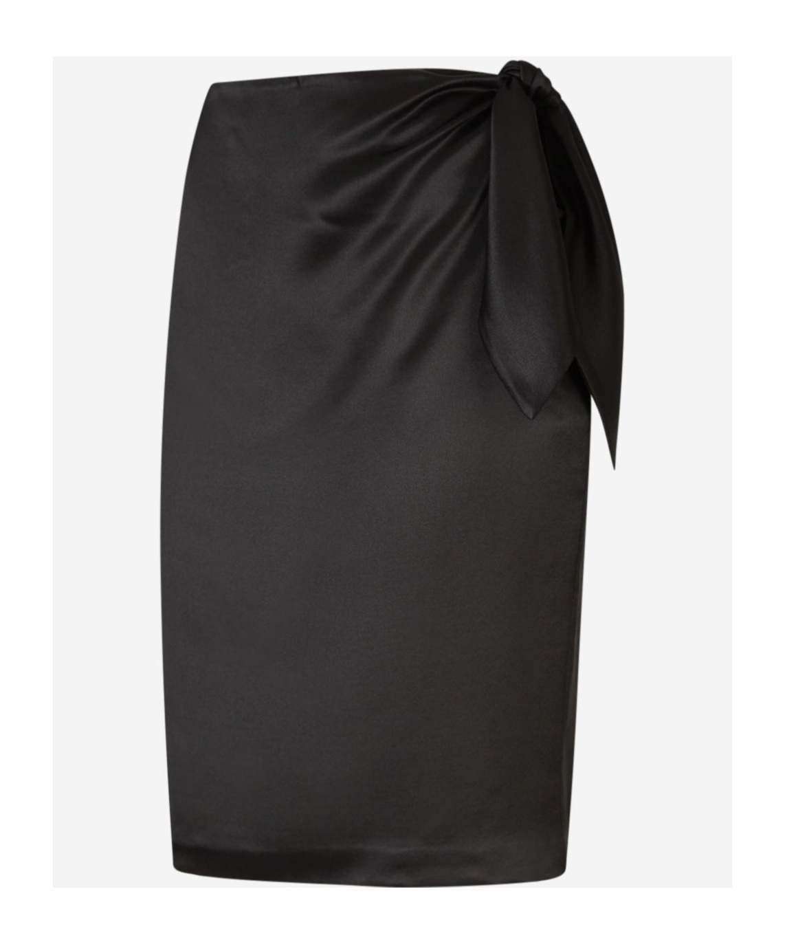 Saint Laurent Knot-detailing Silk Skirt In Black