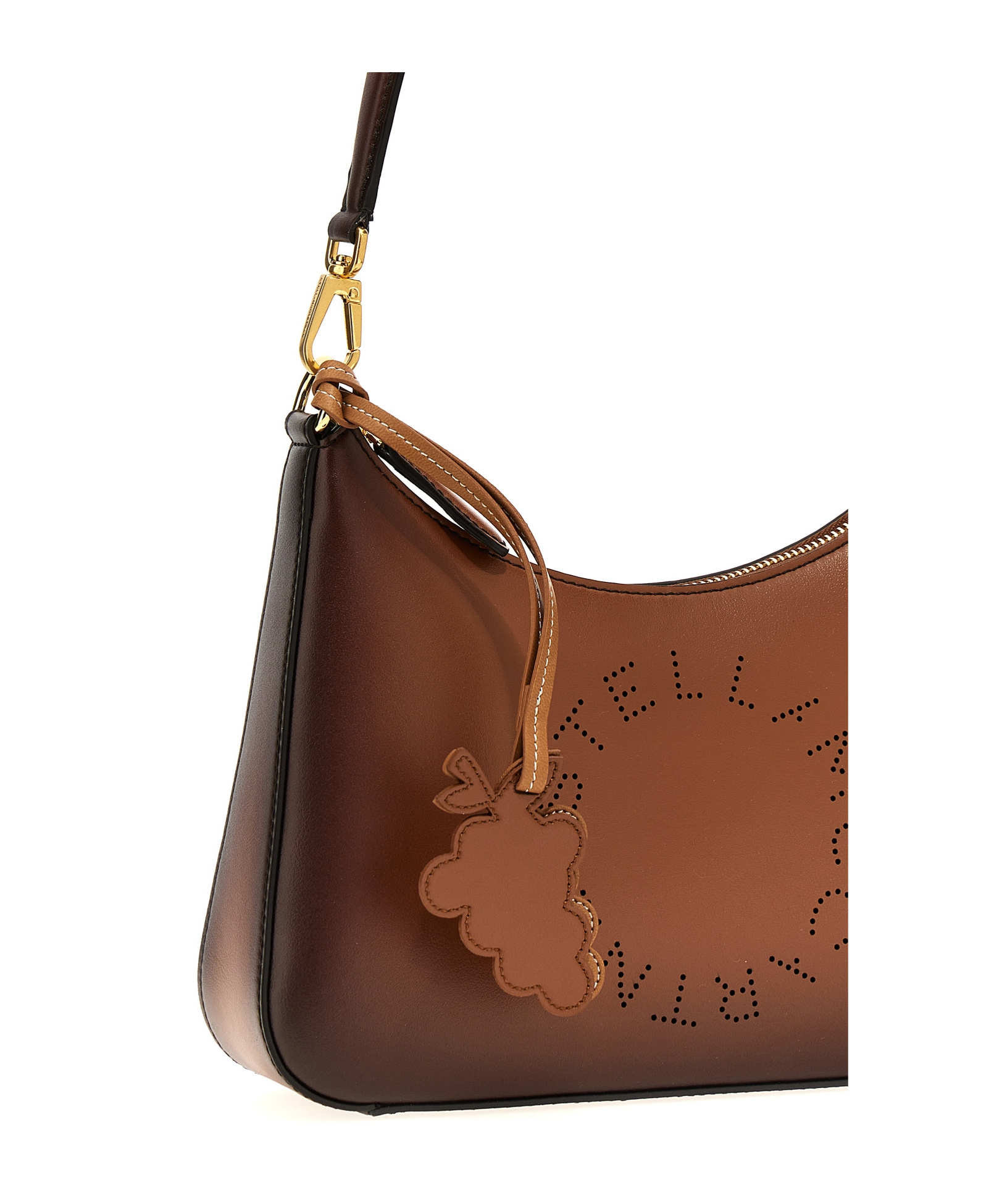 Stella Mccartney Perforated Logo Shoulder Bag In Brown