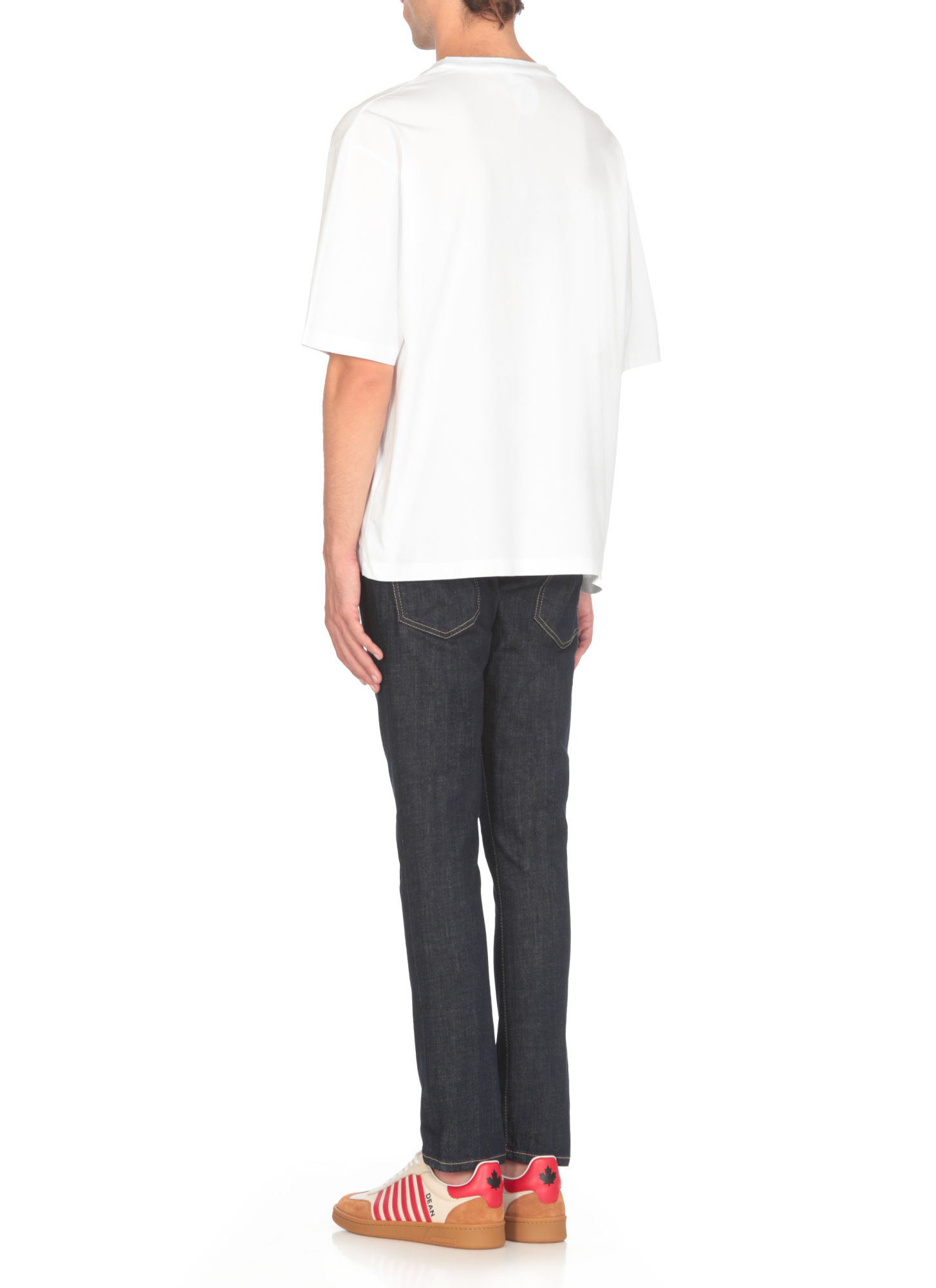 Dsquared2 White Crewneck T-shirt With Maxi Logo Print On The Front In Cotton Man In White