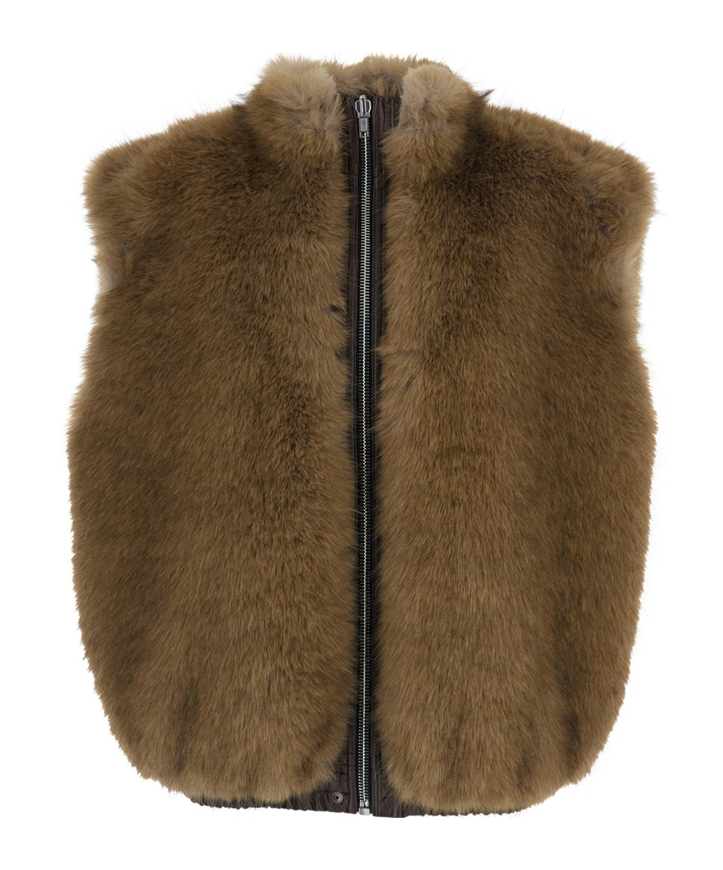 Msgm High Neck Sleeveless Coat In Brown