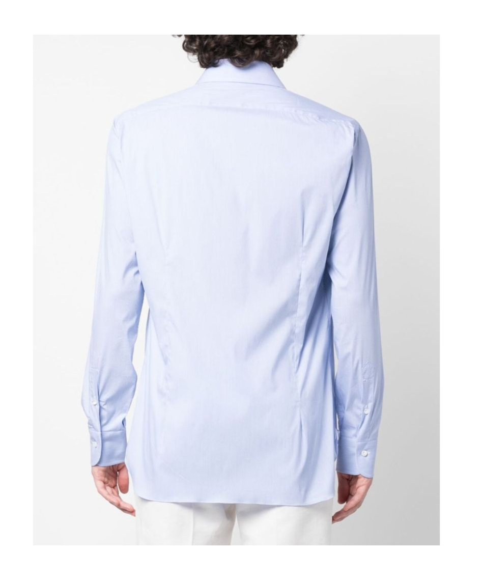 Barba Napoli Barba Cotton Shirt In Light Blue