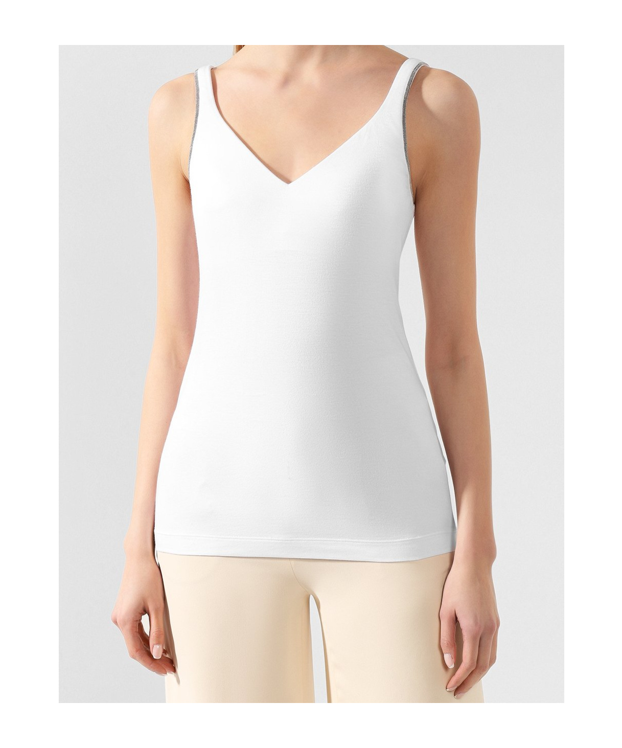 Brunello Cucinelli V-neck Tank Top In White