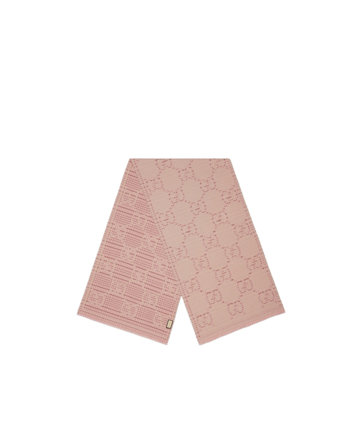 Gucci Check Gg Wool Jacquard Scarf In Nude
