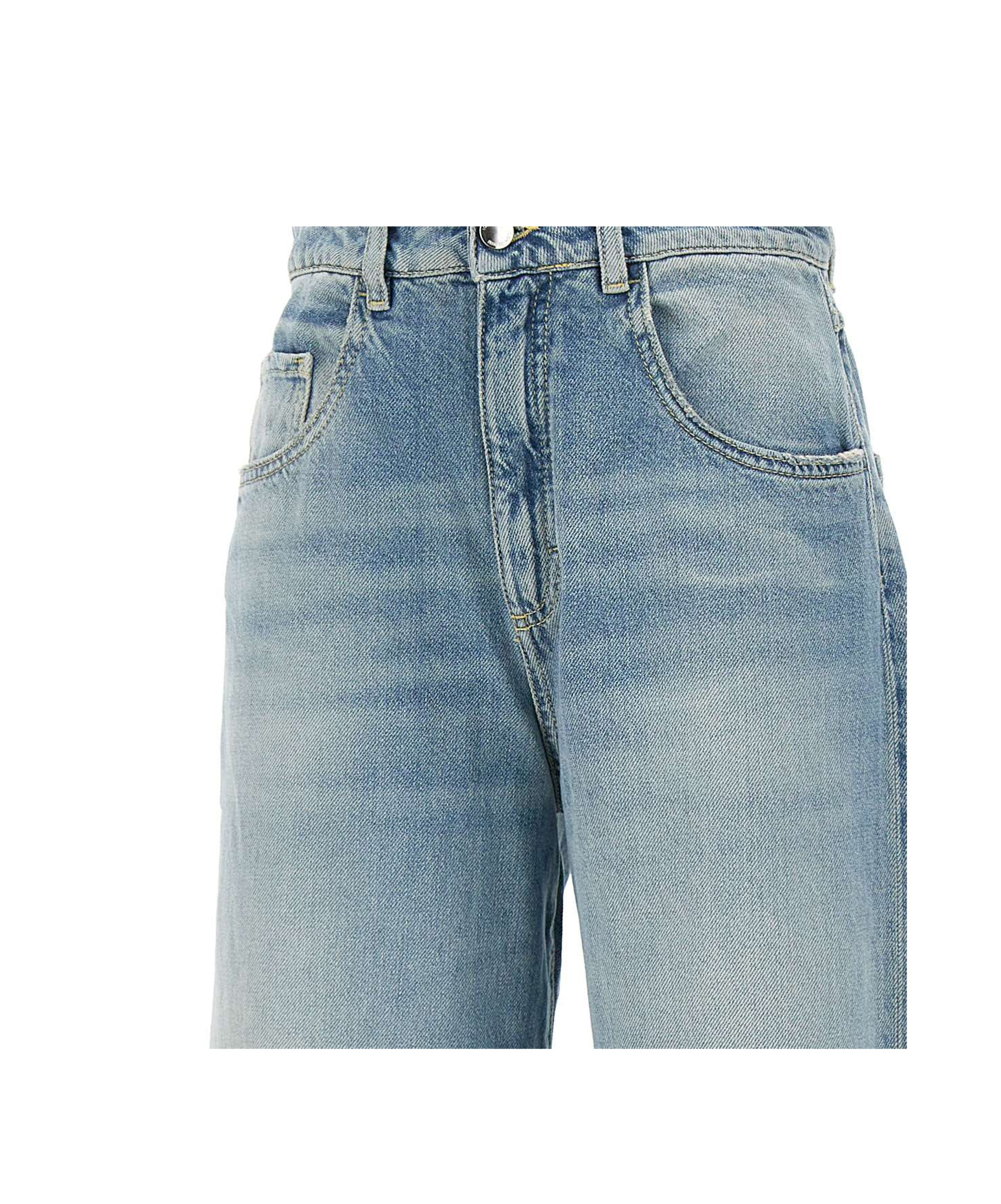 Icon Denim Poppy Blue Jeans With Medium Rise And Logo Patch On The Rear In Denim Woman