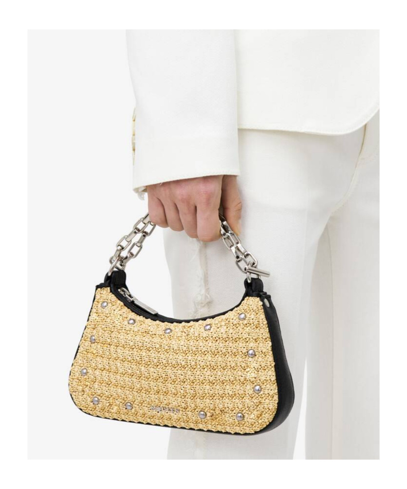 Alexander Mcqueen T-bar Mini Studded Woven Chain Top-handle Bag