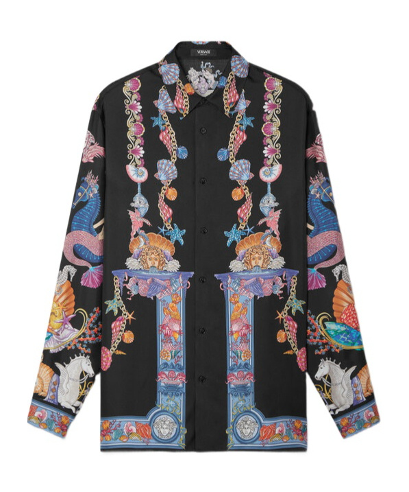 Versace Printed Silk-twill Shirt