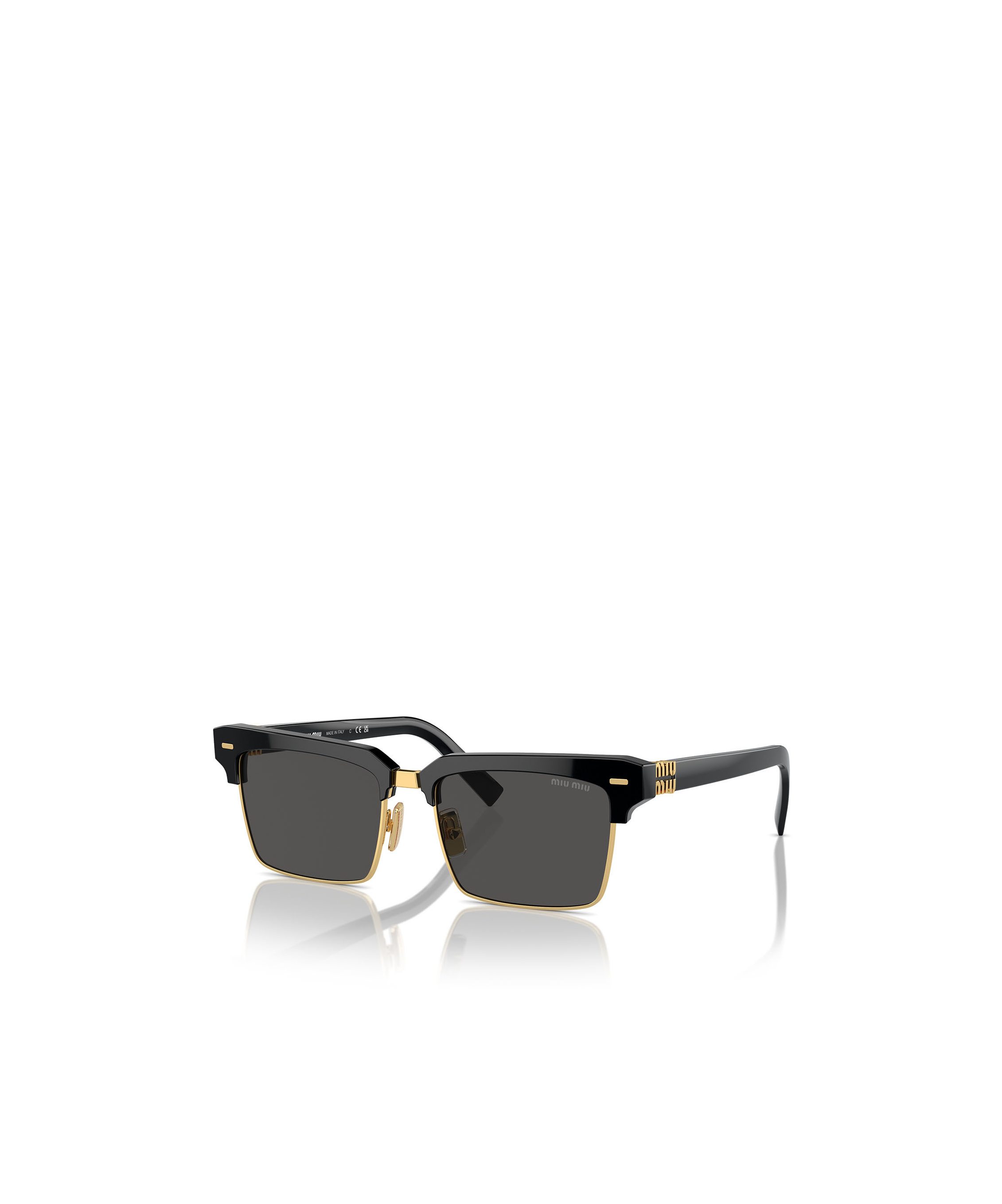 Miu Miu Logo Mixed-media Square Sunglasses In Black
