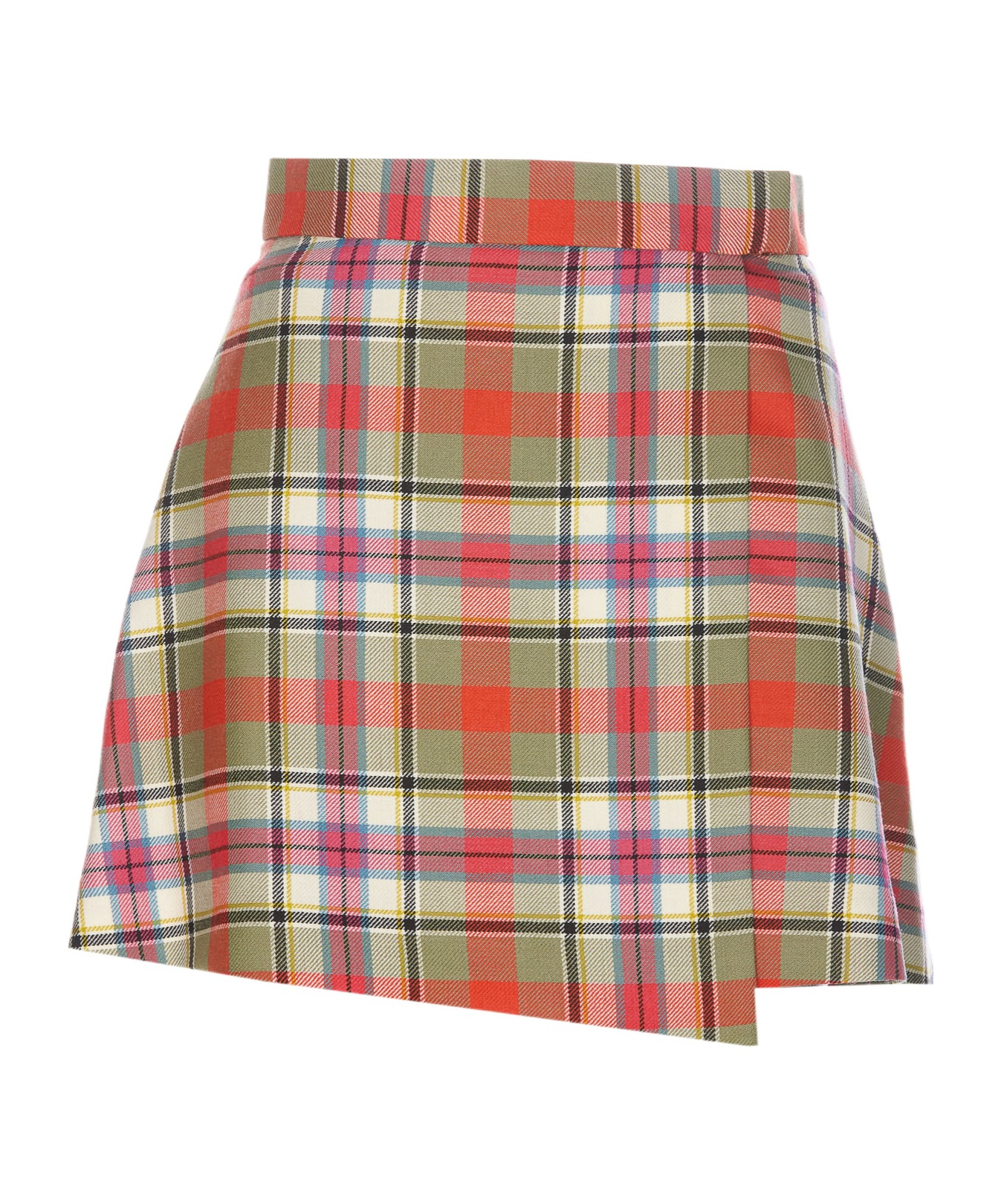 Vivienne Westwood Cut Off Checked Wool Miniskirt In Nude