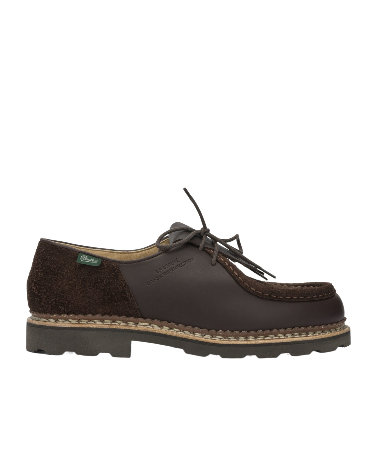 Paraboot Lace-up Shoes With Fringe And Stitch Detail In Brown
