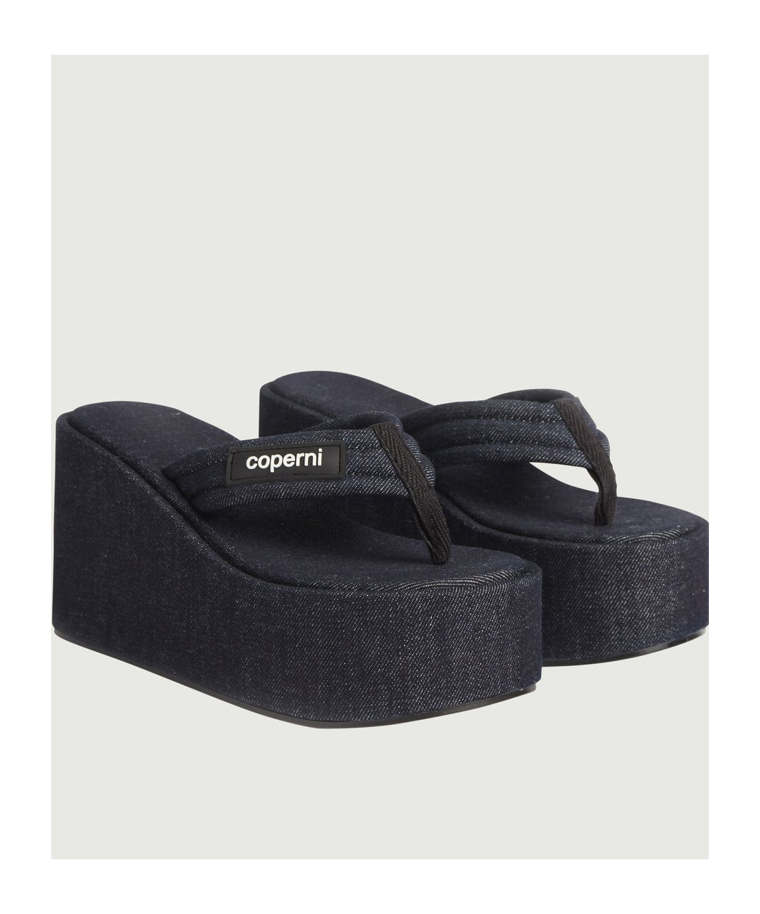 Coperni Blue Wedge Denim Sandals In Black