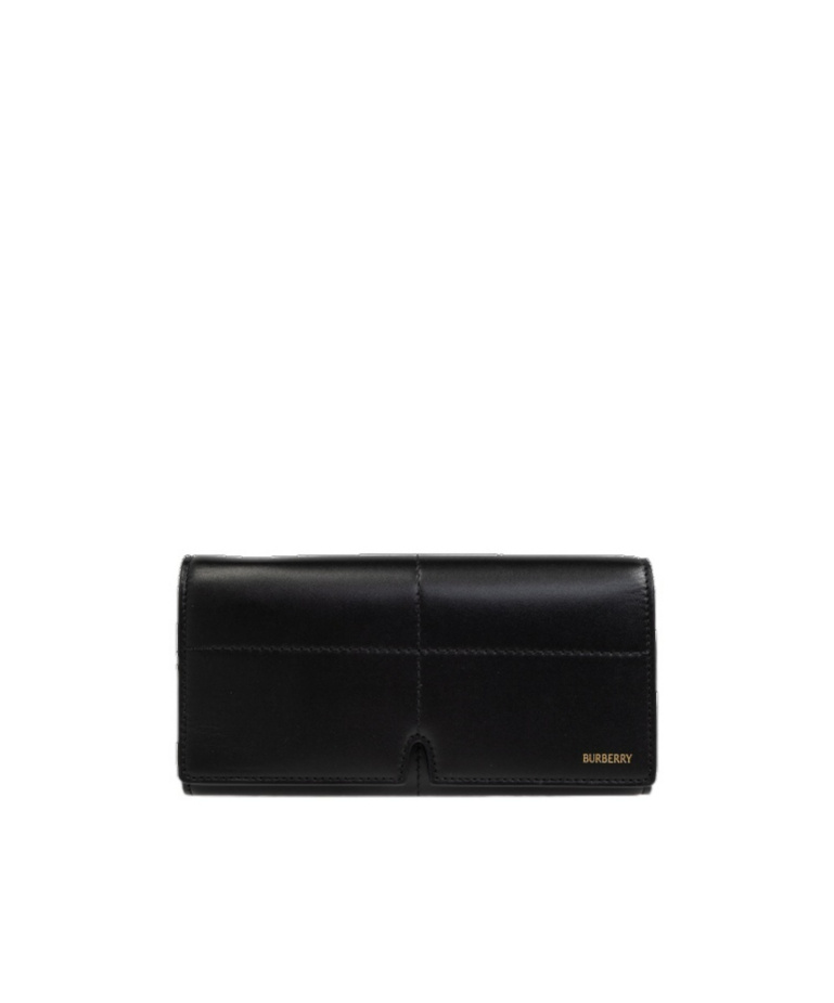 Burberry Logo-lettering Leather Wallet In Black