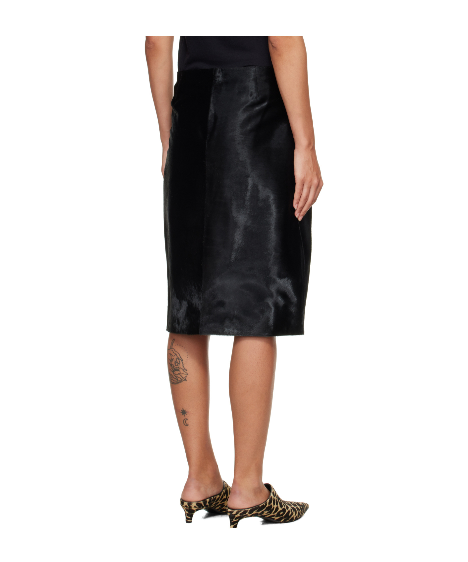 Loulou De Saison Myra Asymmetrical Pony-effect Leather Midi Skirt In Black