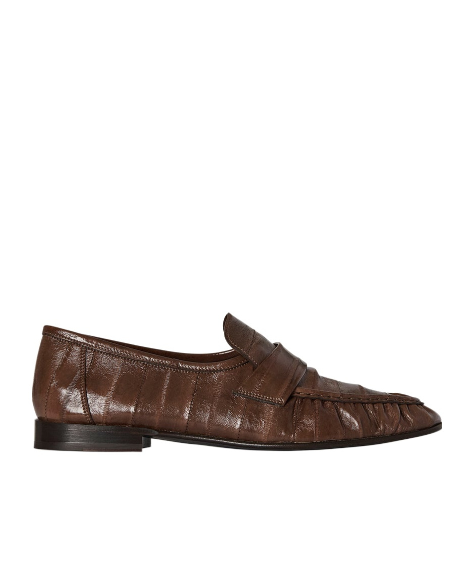 The Row Ruched Detailed Slip-on Loafers In Brown