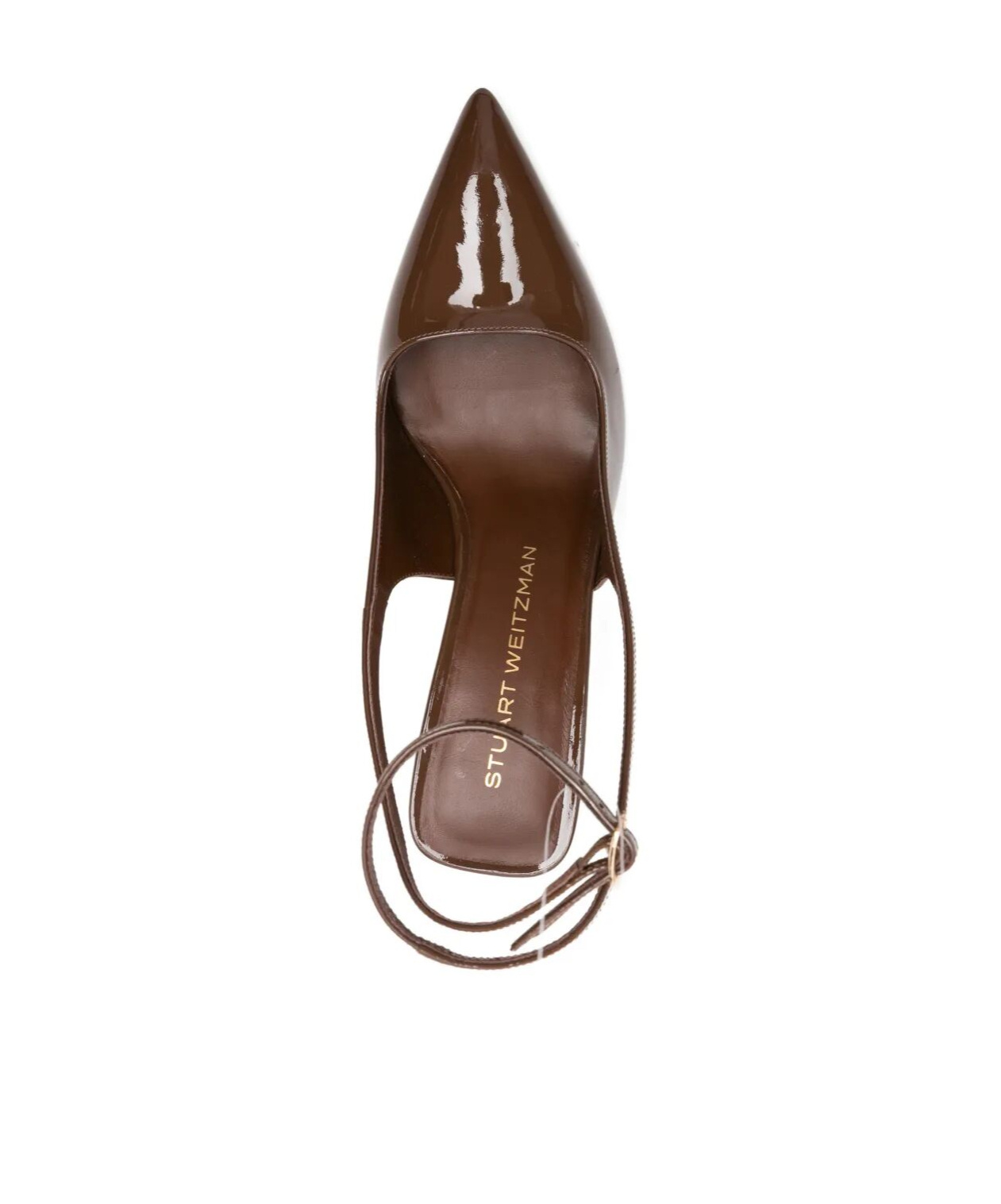 Stuart Weitzman Vinnie 85 Patent Leather Slingback Pumps In Brown