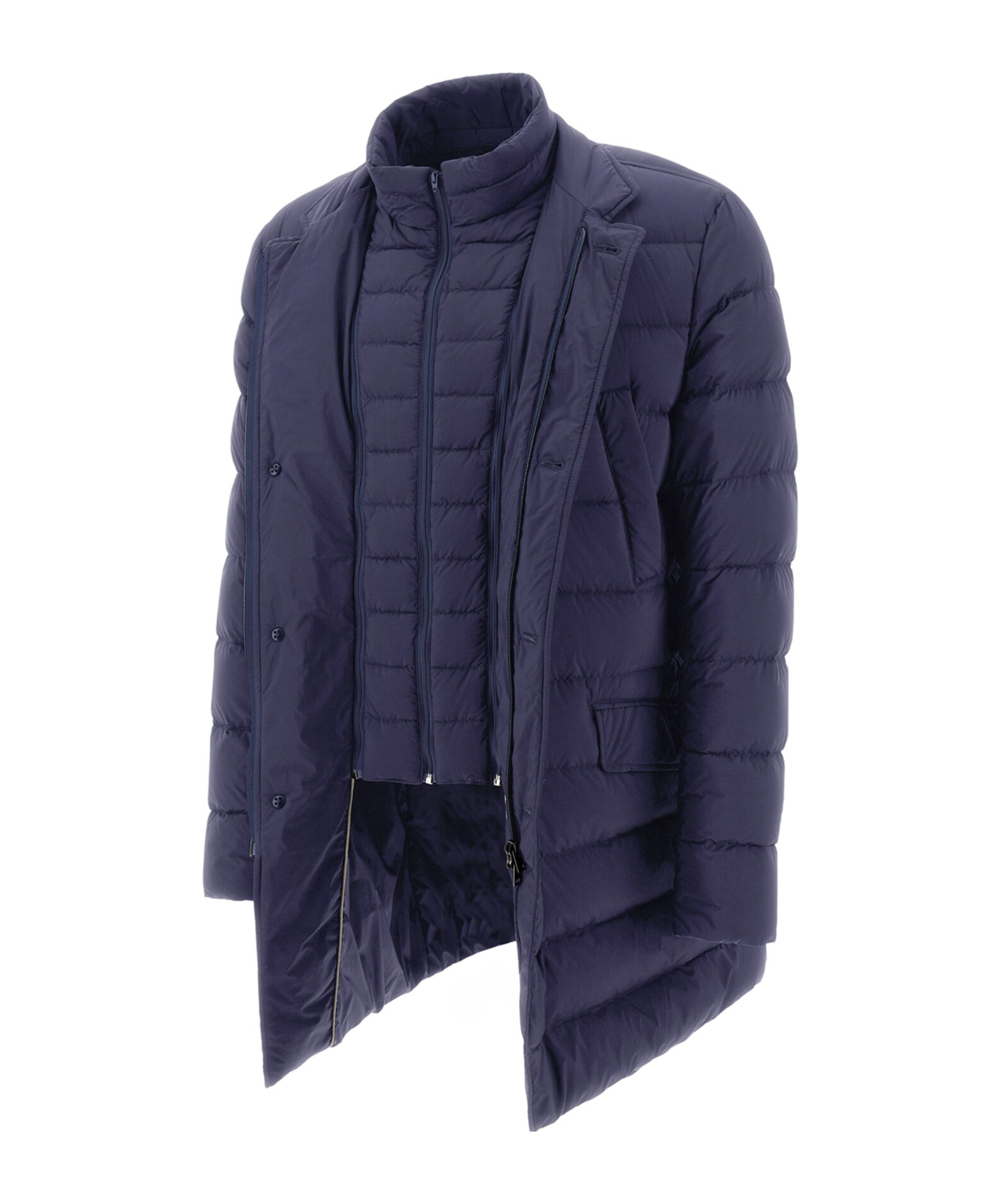 Herno Midnight Blue Polyester Down Jacket In Animal Print