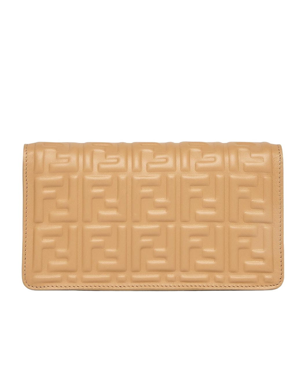 Fendi Light Brown Nappa Leather Wallet With Ff Motif In Nude