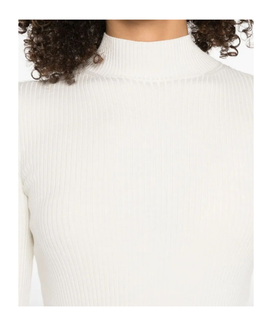 Twinset Ribbed Mock-neck Top In White