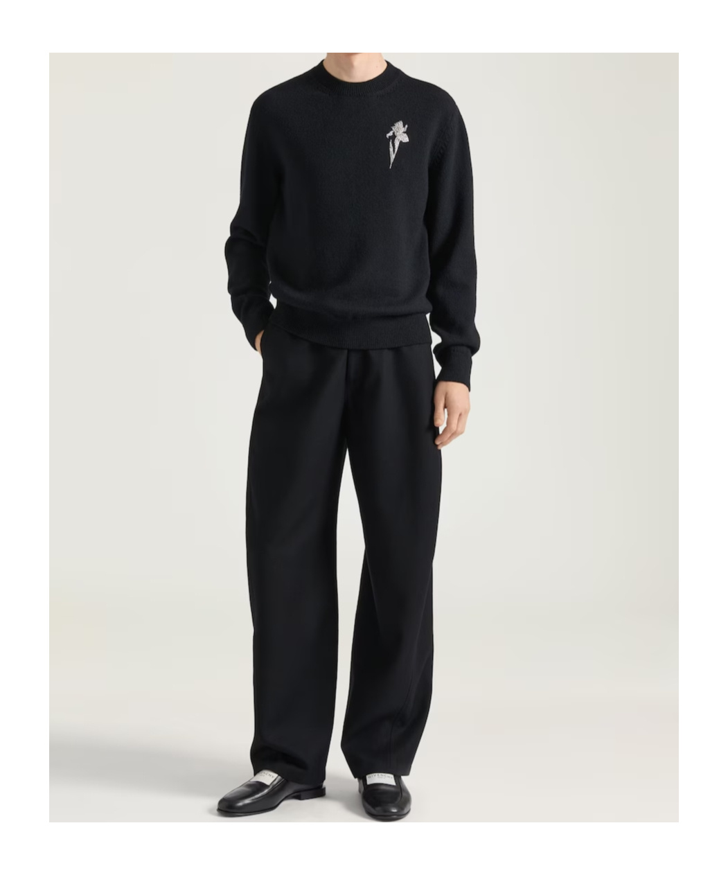 Givenchy Sweater In Wool Knit With Crystal Embroidery In Black