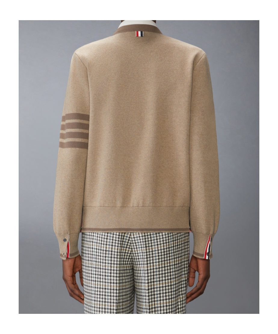 Thom Browne Brown Milano Stitch 4-bar V-neck Cardigan In Green