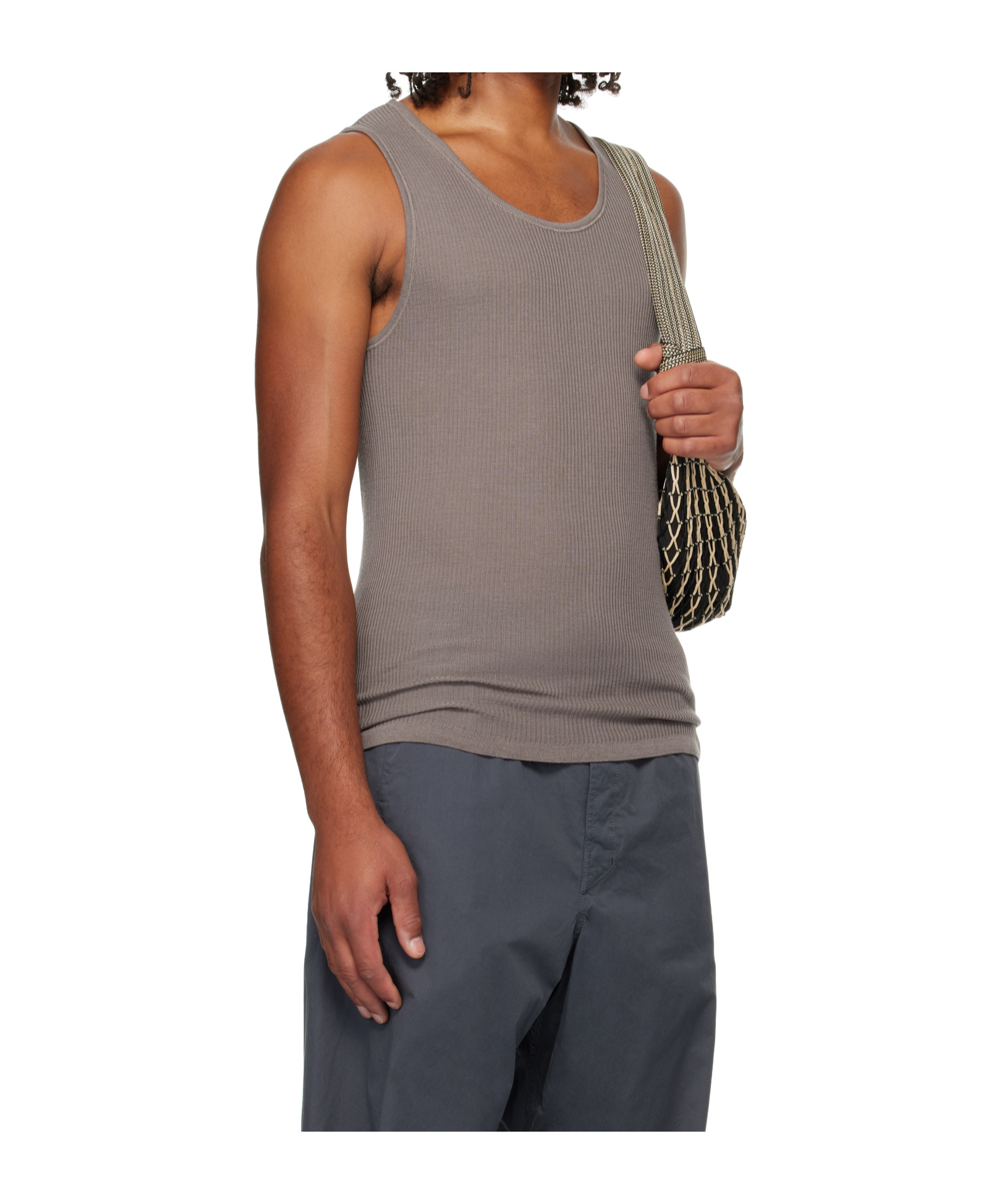 Lemaire Ribbed Crewneck Tank Top In Gray