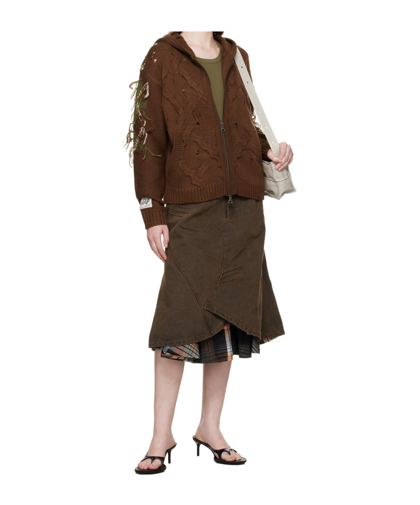Andersson Bell Brown Argyle Fisherman Zip-up Hoodie In Brown